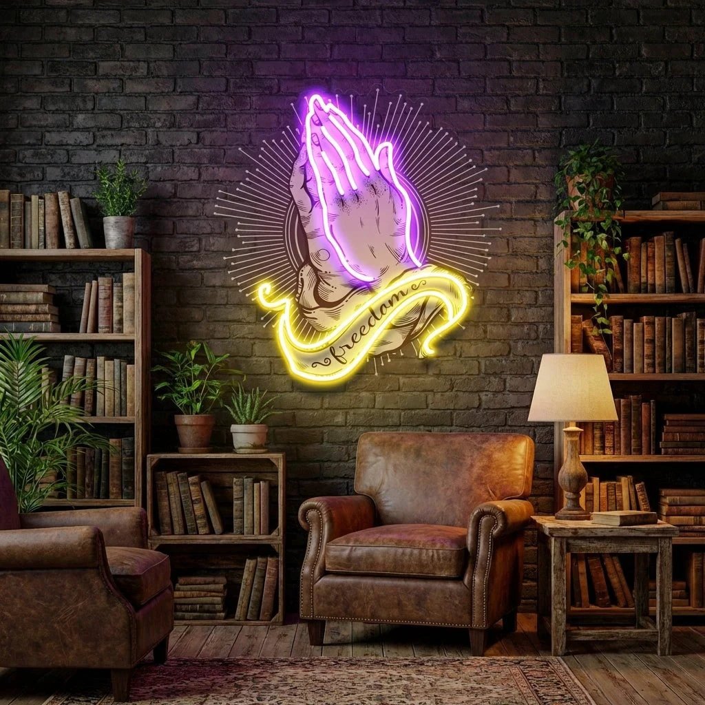Praying Hands Artwork Led Neon Sign Light