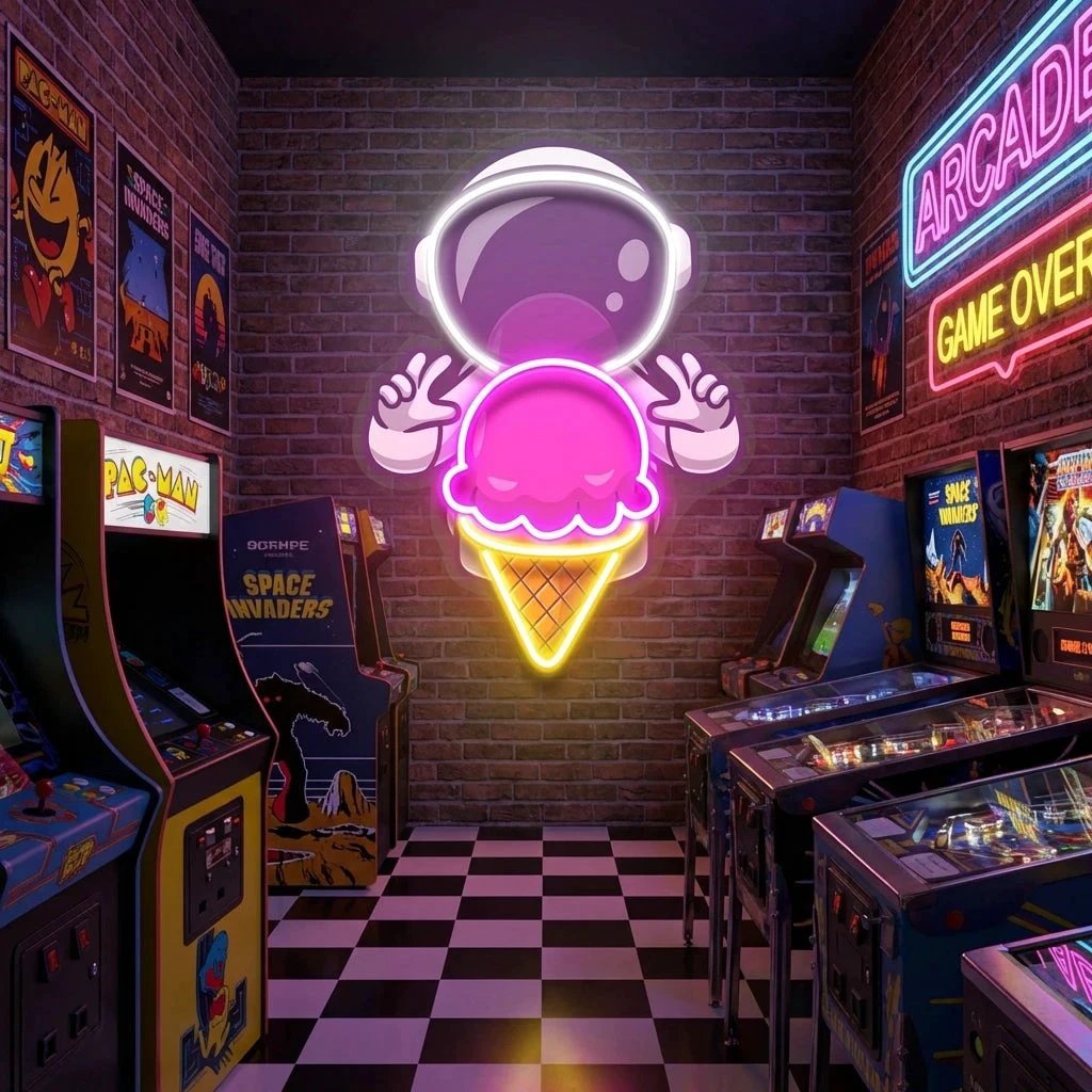 Astronaut Ice Cream Art work Led Neon Sign Light