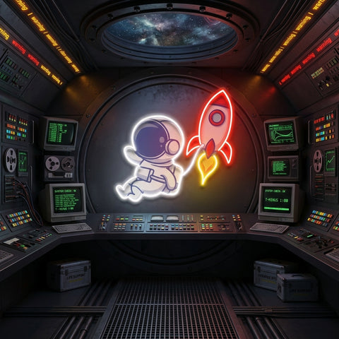 Rocket Astronaut Art work Led Neon Sign Light