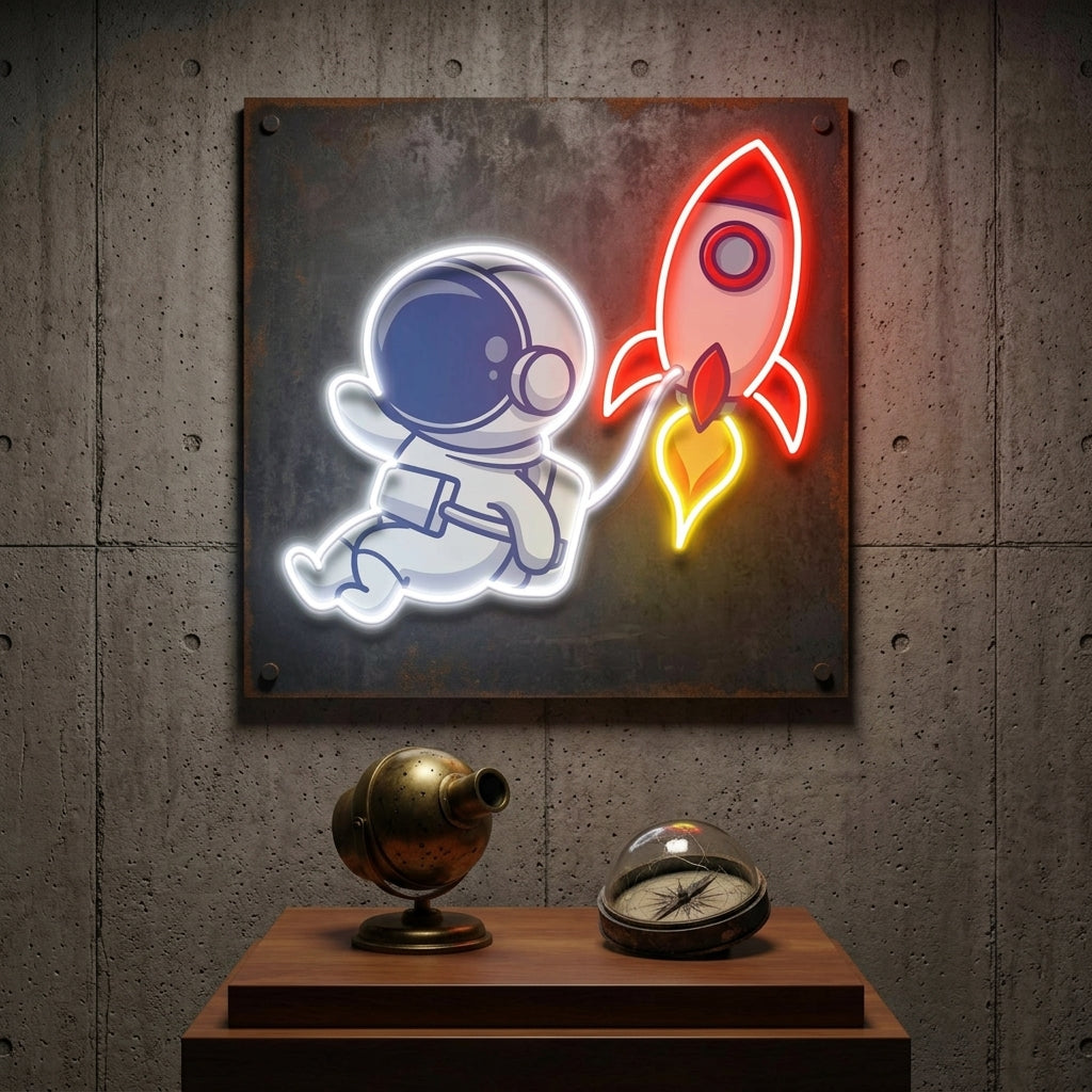 Rocket Astronaut Art work Led Neon Sign Light