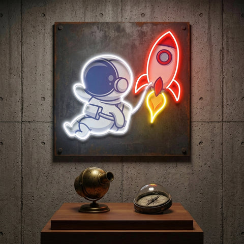 Rocket Astronaut Art work Led Neon Sign Light