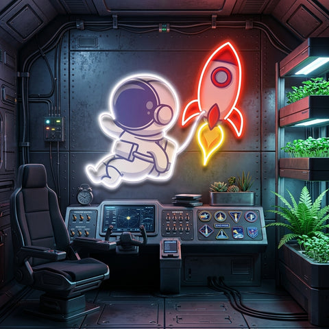 Rocket Astronaut Art work Led Neon Sign Light