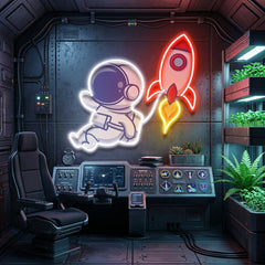 Rocket Astronaut Art work Led Neon Sign Light