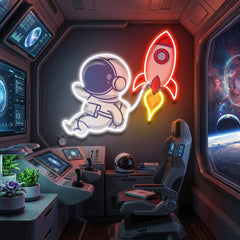 Rocket Astronaut Art work Led Neon Sign Light