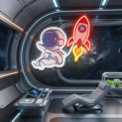 Rocket Astronaut Art work Led Neon Sign Light