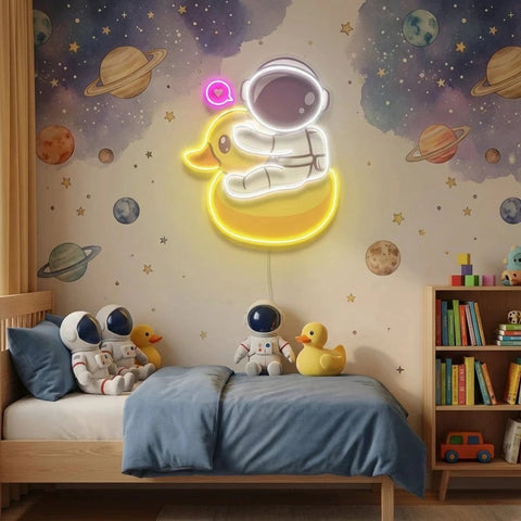 Duck Astronaut Art work Led Neon Sign Light