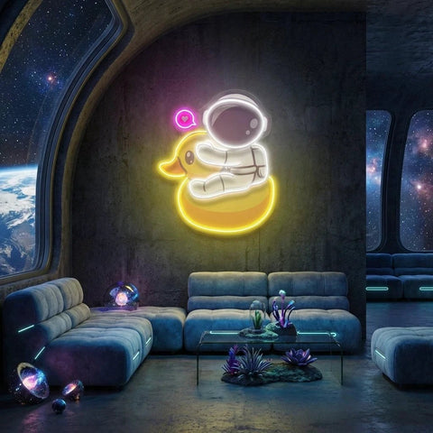 Duck Astronaut Art work Led Neon Sign Light