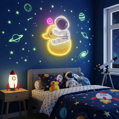 Duck Astronaut Art work Led Neon Sign Light