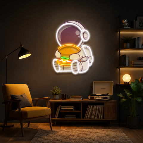 Buger Astronaut Art work Led Neon Sign Light