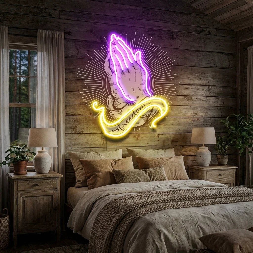 Praying Hands Artwork Led Neon Sign Light