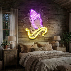 Praying Hands Artwork Led Neon Sign Light