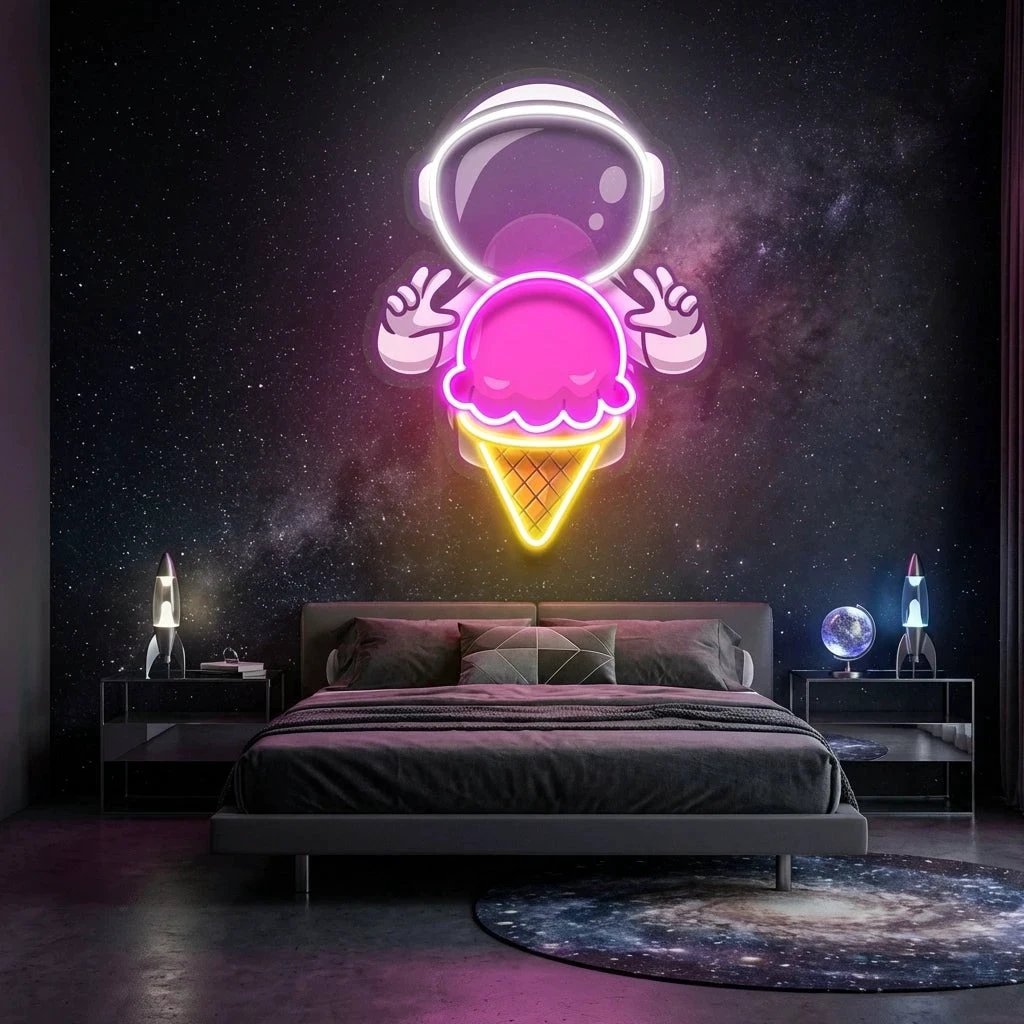 Astronaut Ice Cream Art work Led Neon Sign Light