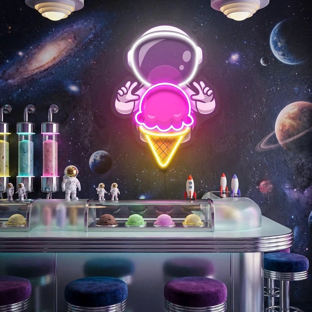 Astronaut Ice Cream Art work Led Neon Sign Light