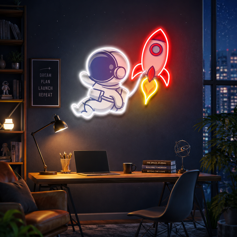 Rocket Astronaut Art work Led Neon Sign Light