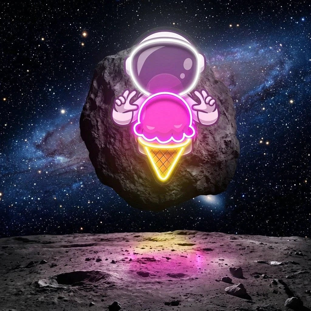 Astronaut Ice Cream Art work Led Neon Sign Light