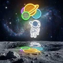 Balloons Astronaut 2 Art work Led Neon Sign Light