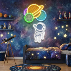 Balloons Astronaut 2 Art work Led Neon Sign Light