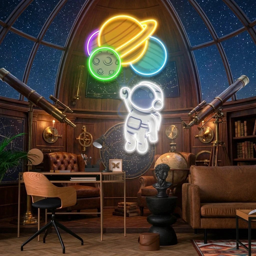 Balloons Astronaut 2 Art work Led Neon Sign Light