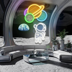 Balloons Astronaut 2 Art work Led Neon Sign Light