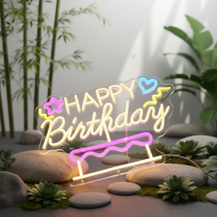 Happy Birthday&Cake Neon Sign