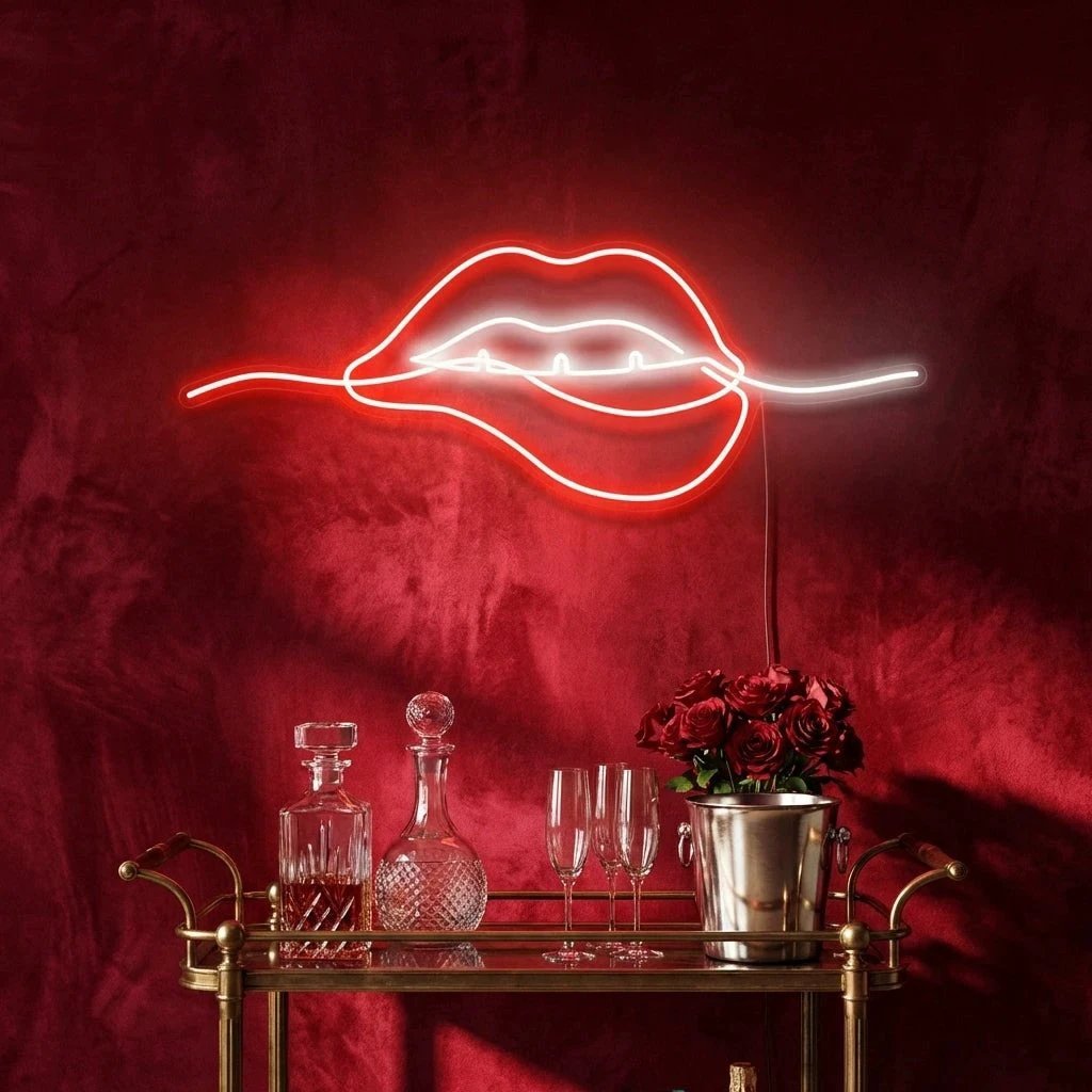 Biting Lipsred Led Neon Sign Light