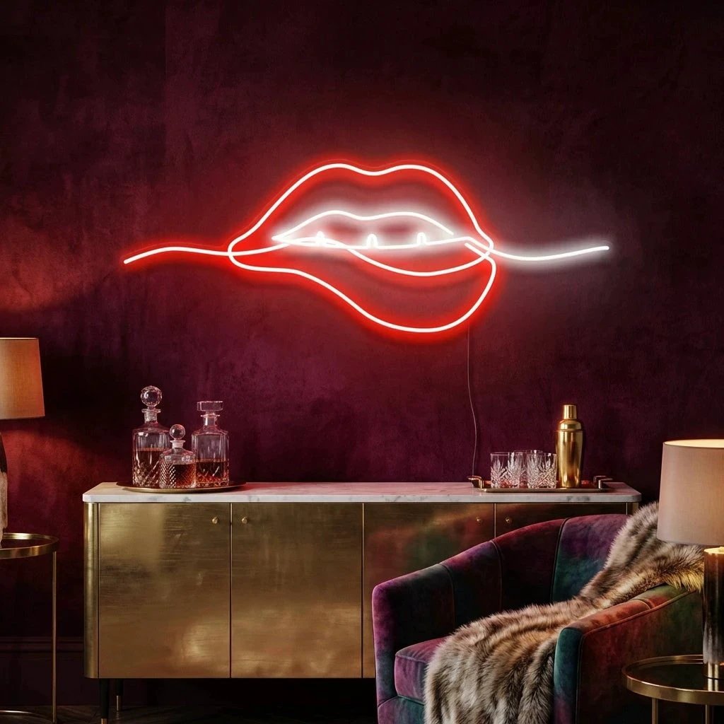 Biting Lipsred Led Neon Sign Light