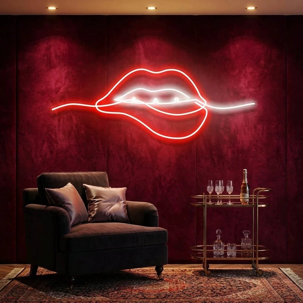 Biting Lipsred Led Neon Sign Light