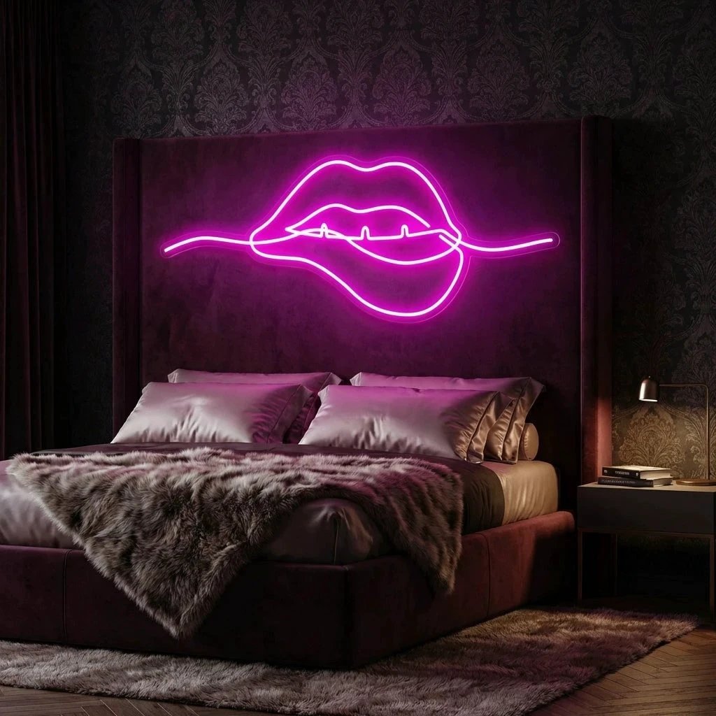 Biting Lipsred Led Neon Sign Light