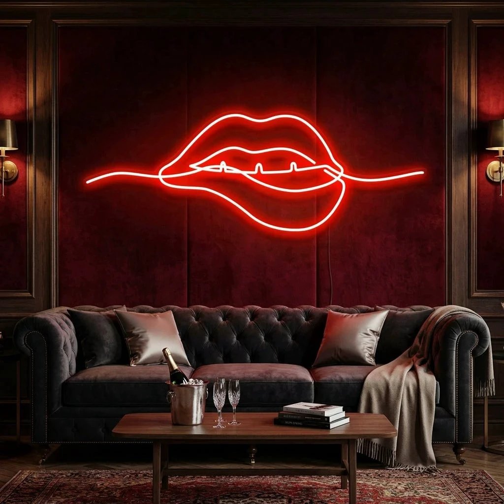 Biting Lipsred Led Neon Sign Light