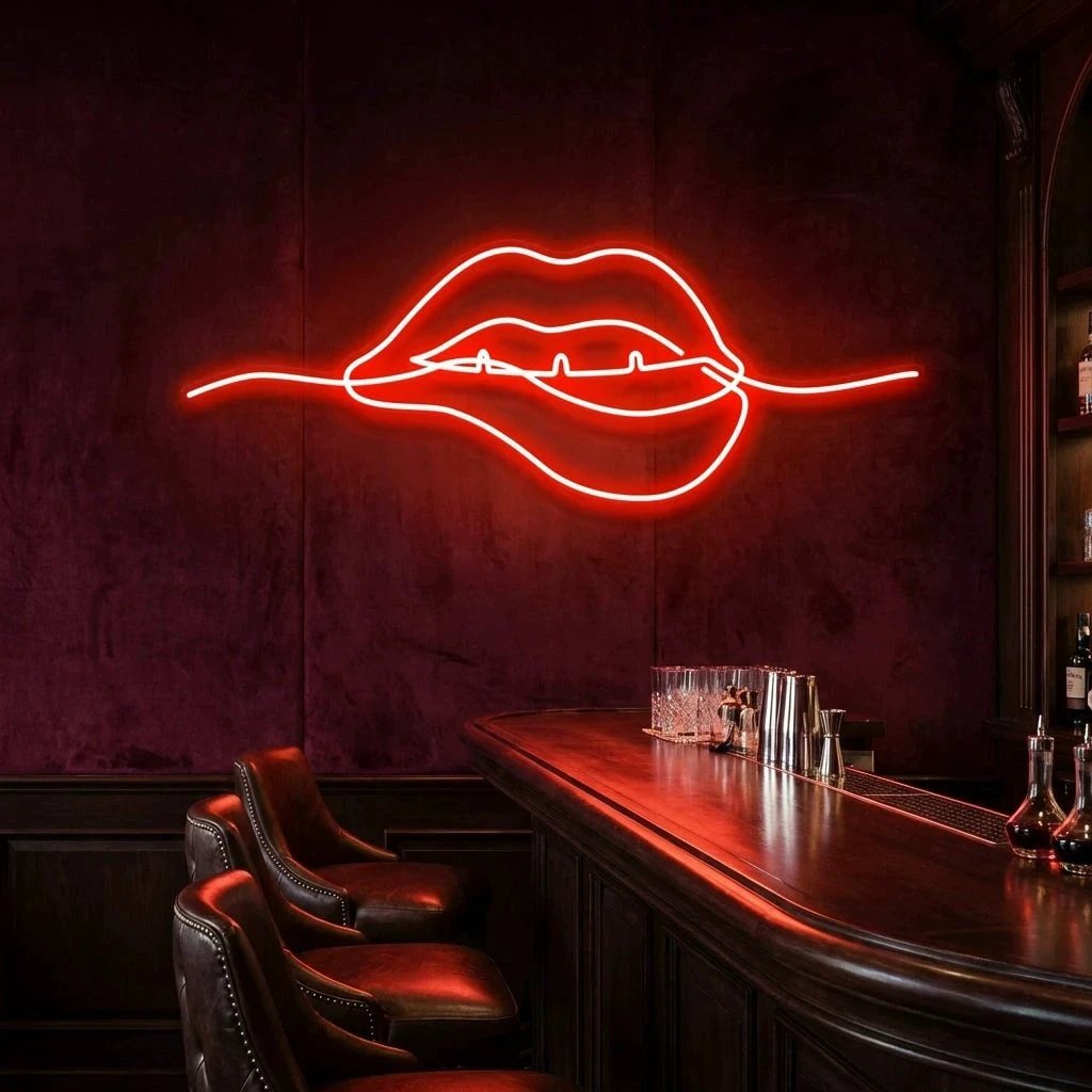 Biting Lipsred Led Neon Sign Light