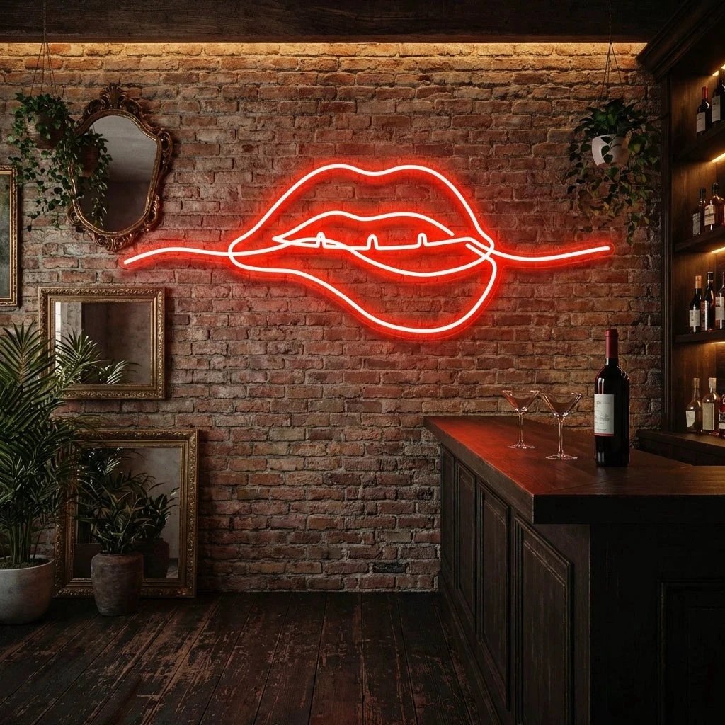 Biting Lipsred Led Neon Sign Light