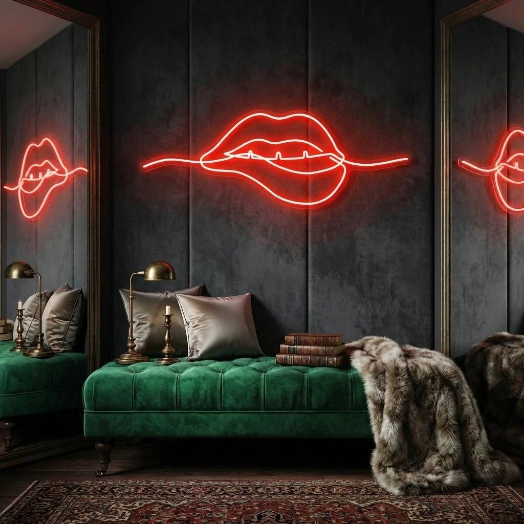 Biting Lipsred Led Neon Sign Light