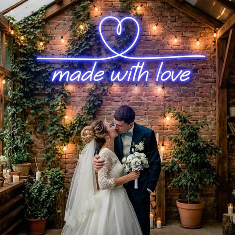 Made With Love 2 Wedding Led Neon Sign Light