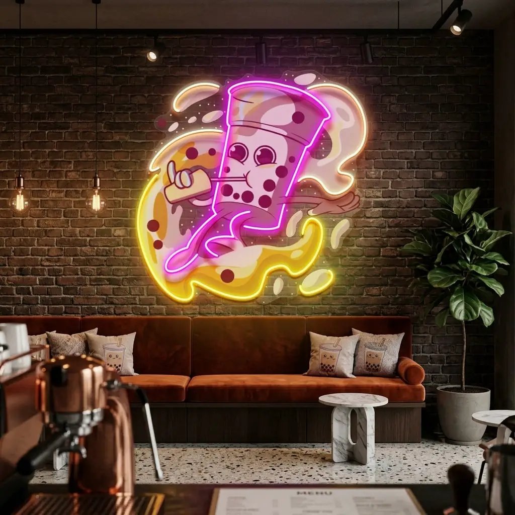 Boba Coffee Surfing LED Neon Sign Light Pop Art
