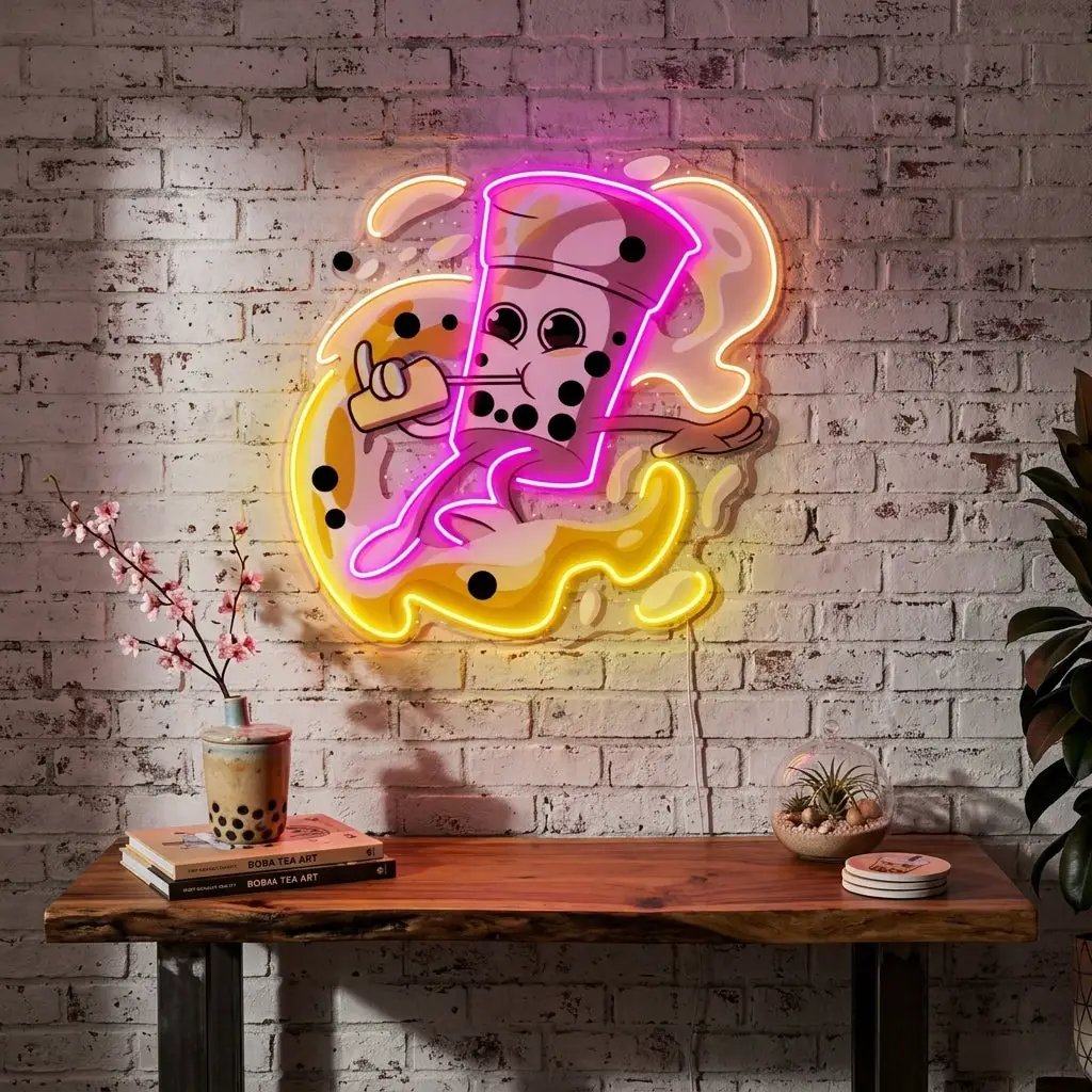 Boba Coffee Surfing LED Neon Sign Light Pop Art