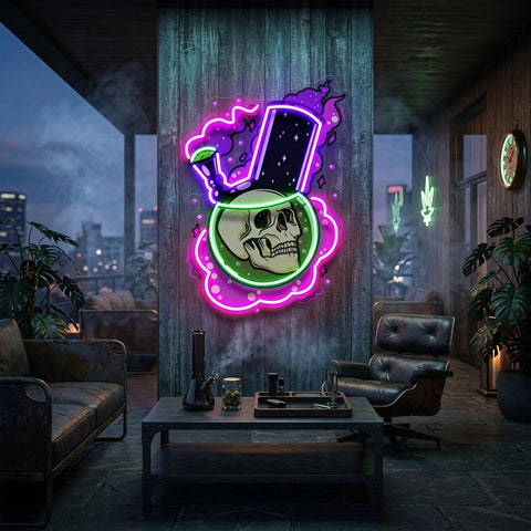 Bong Skull LED Neon Sign Light Pop Art