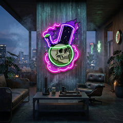 Bong Skull LED Neon Sign Light Pop Art