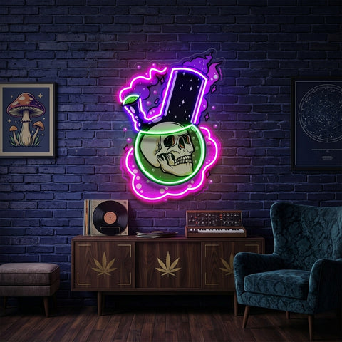 Bong Skull LED Neon Sign Light Pop Art