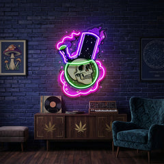 Bong Skull LED Neon Sign Light Pop Art