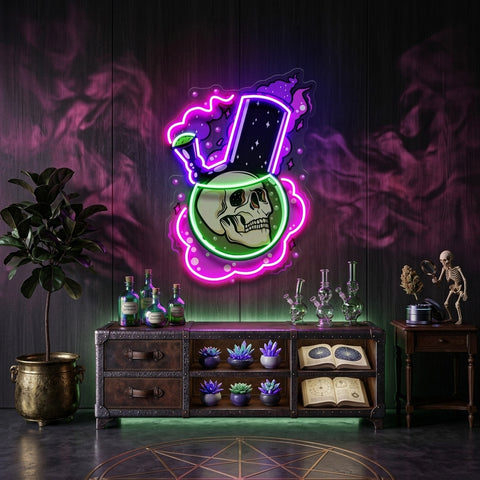 Bong Skull LED Neon Sign Light Pop Art