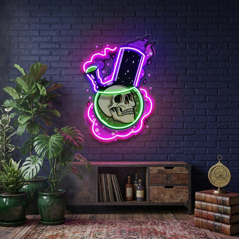 Bong Skull LED Neon Sign Light Pop Art