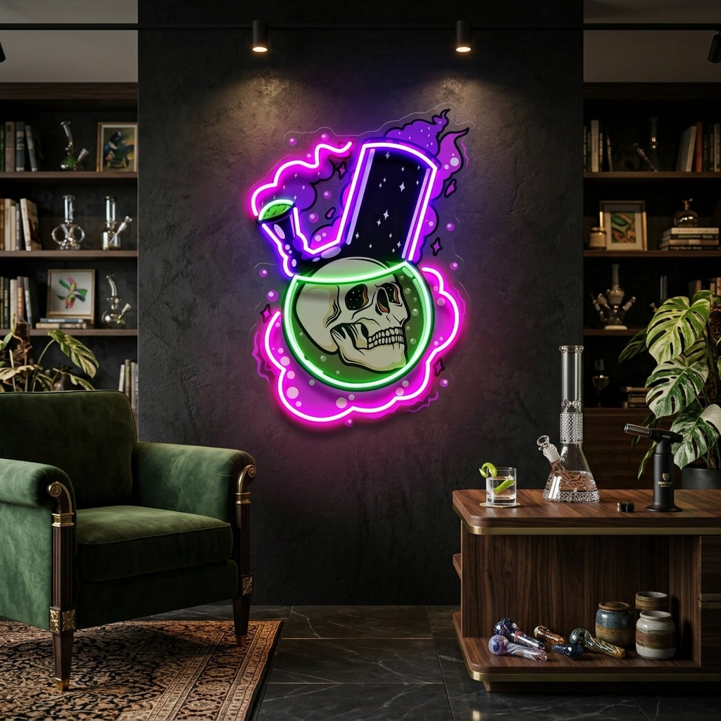 Bong Skull LED Neon Sign Light Pop Art