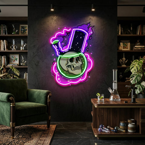 Bong Skull LED Neon Sign Light Pop Art