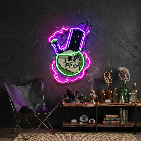 Bong Skull LED Neon Sign Light Pop Art