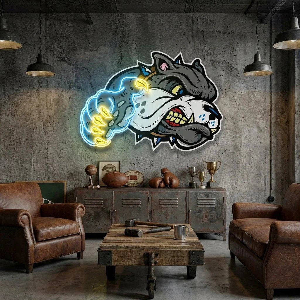 Bulldog Cartoon Artwork Led Neon Sign Light
