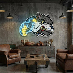 Bulldog Cartoon Artwork Led Neon Sign Light