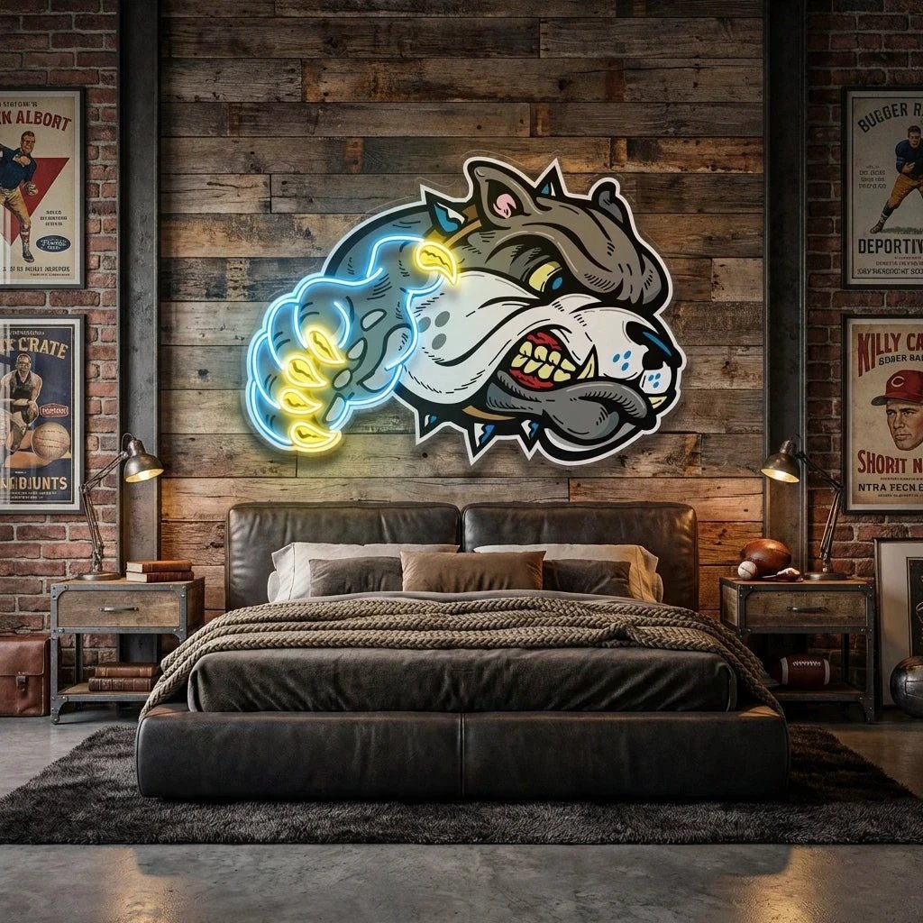 Bulldog Cartoon Artwork Led Neon Sign Light