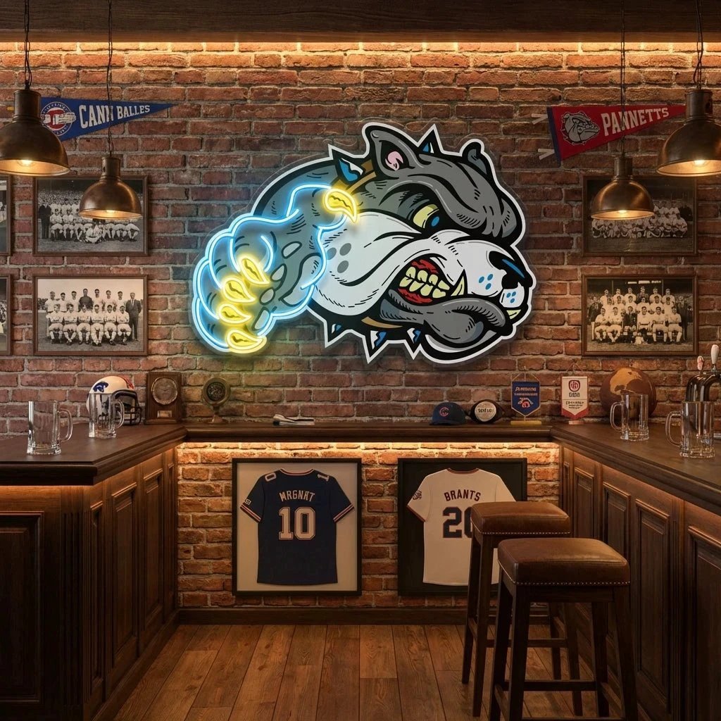 Bulldog Cartoon Artwork Led Neon Sign Light