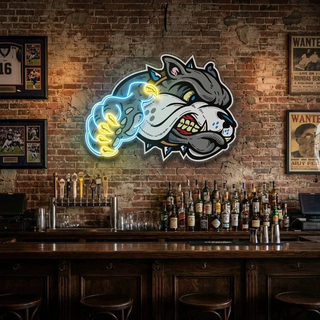 Bulldog Cartoon Artwork Led Neon Sign Light