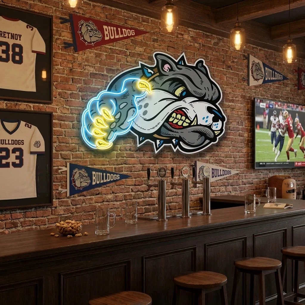 Bulldog Cartoon Artwork Led Neon Sign Light